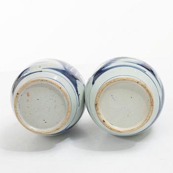 A pair of similar blue and white vases, China, Qing dynasty, 19th century.