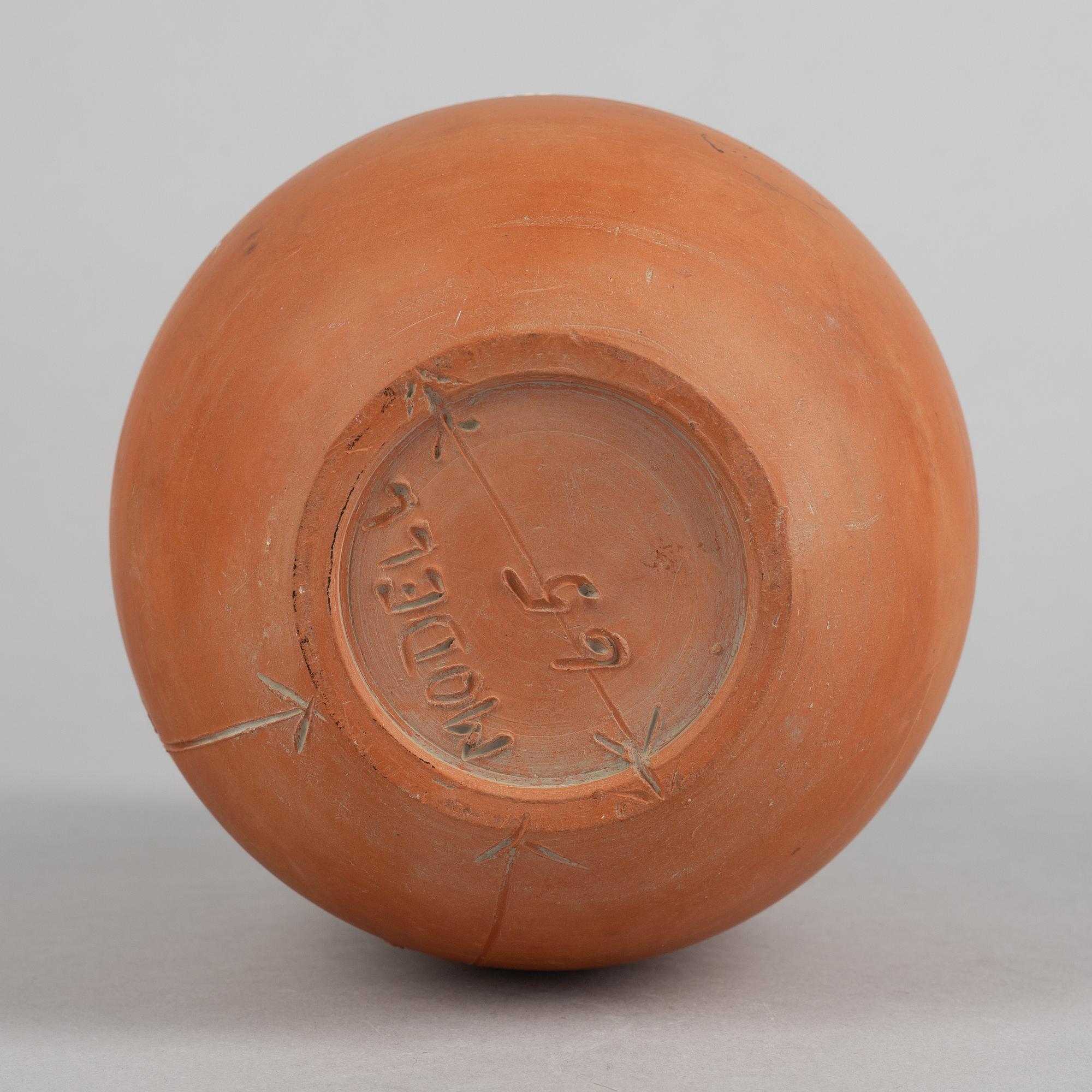 Stig Lindberg, a unique faience prototype, model 65, Gustavsbergs studio, Sweden 1940s.
