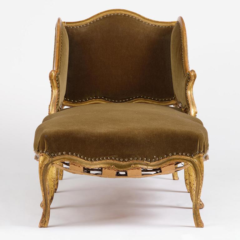 A French Louis Xv giltwood lit de repos, later part 18th century.