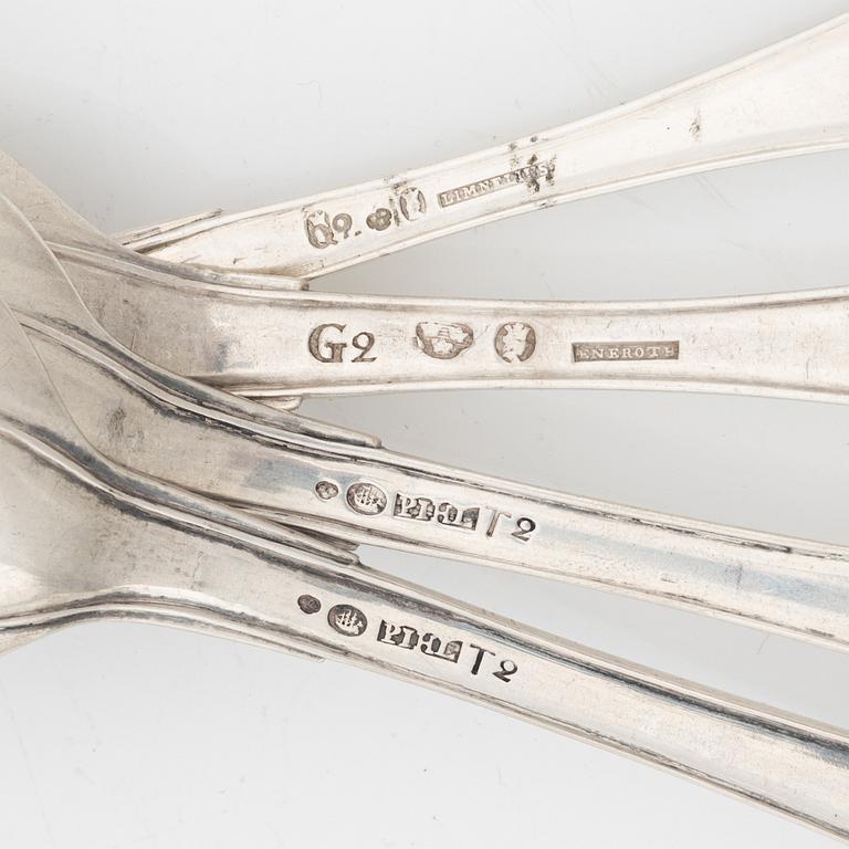 Ten silver spoons, Sweden, second half of the 18th century.
