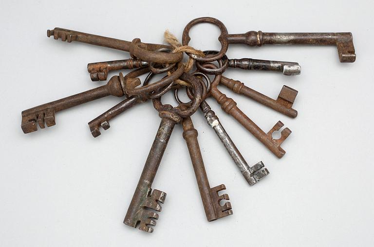PARTI NYCKLAR, 11 st, järn, 1700-tal.