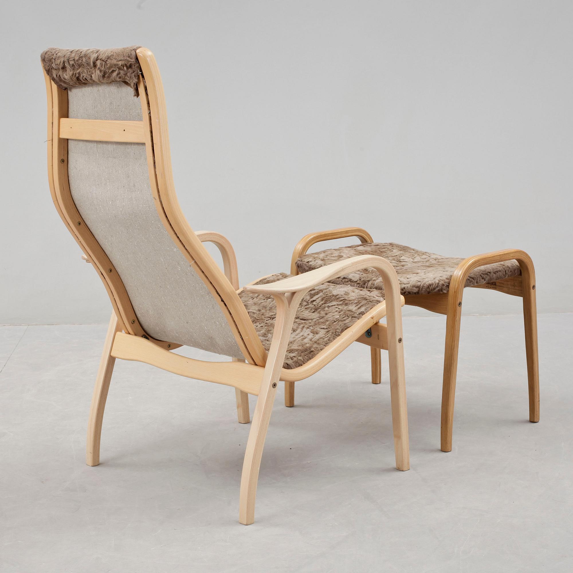 FÅTÖLJ med FOTPALL, "Lamino", Yngve Ekström, Swedese, 1900-talets andra hälft.