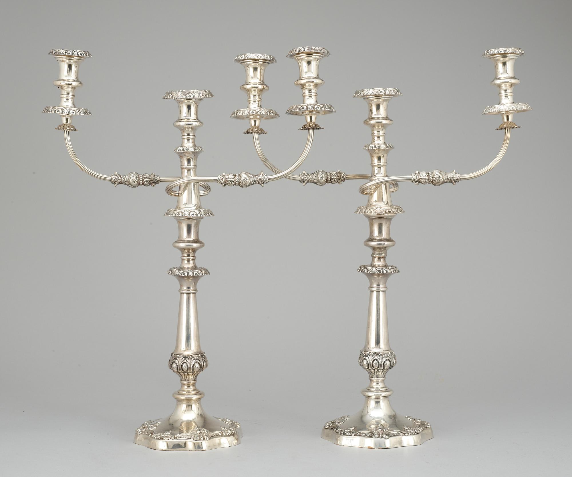 A pair of 19th century plate candelabra.