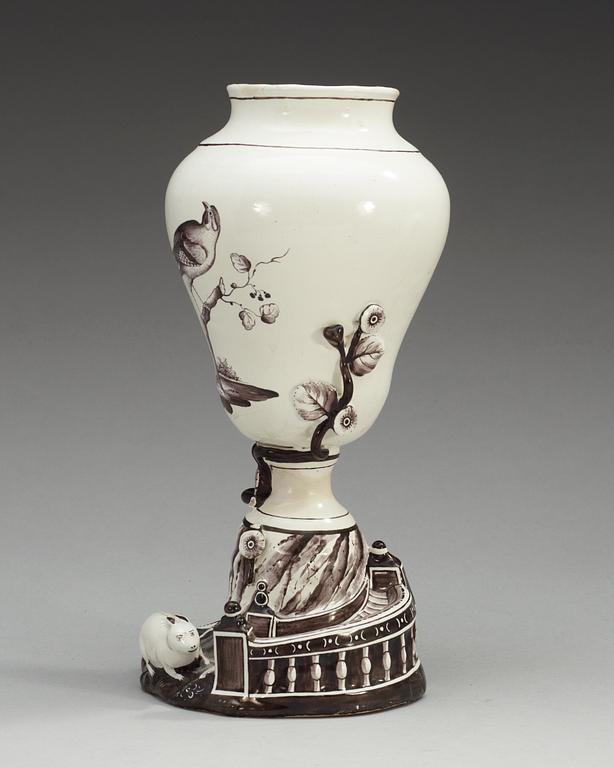 A Swedish Marieberg faience vase, 18th Century.