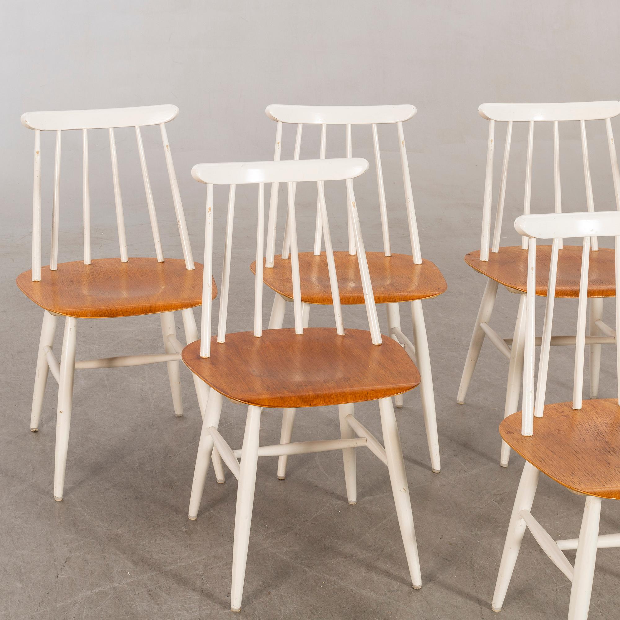 Chairs 7 pieces, "Fanett", Ilmari Tapiovaara, Edsbyverken, 1900-talets andra hälft.