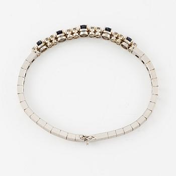 Bracelet, 18K white gold with sapphires and brilliant-cut diamonds.