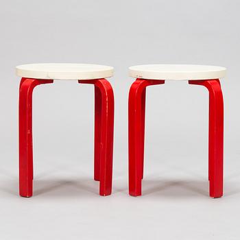 Alvar Aalto, two mid-20th century '60' stools for O.Y. Huonekalu-ja Rakennustyötehdas A.B.