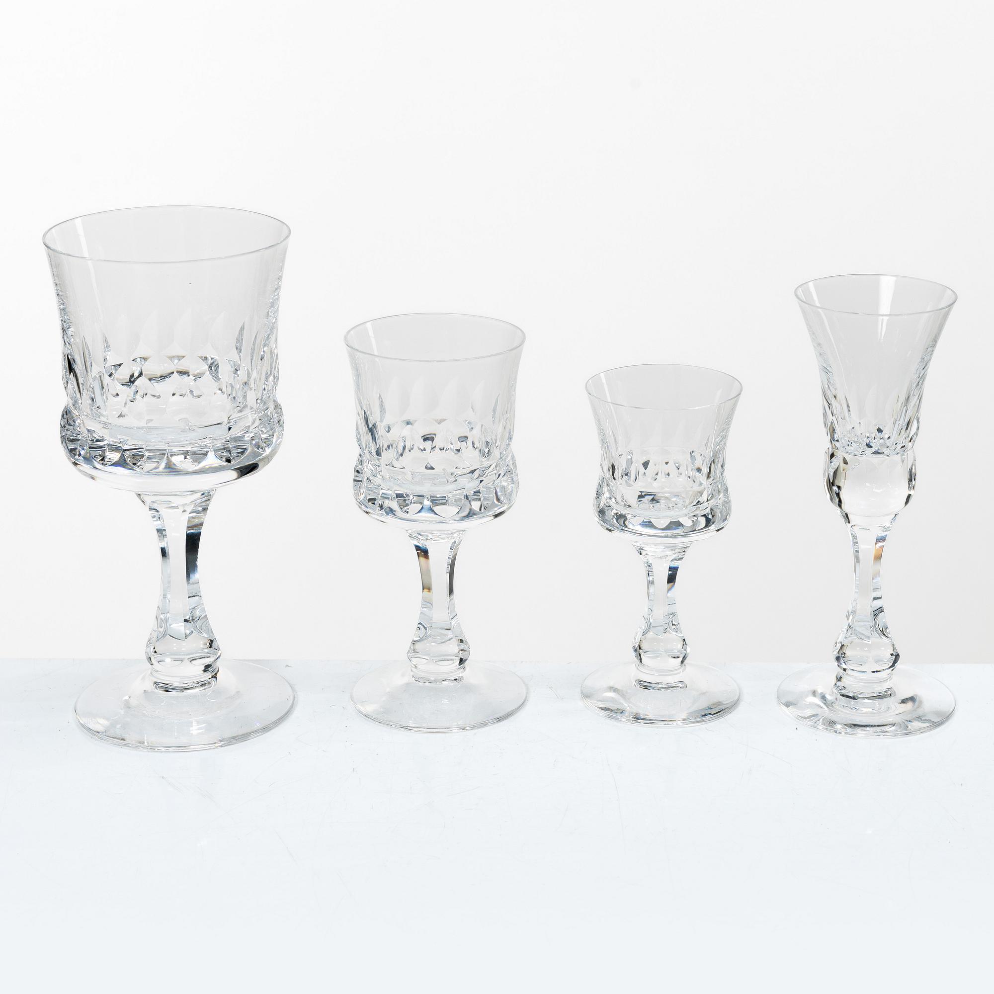 Ingeborg Lundin, a 44 pieces glass service, "Silvia", Orrefors, Sweden.
