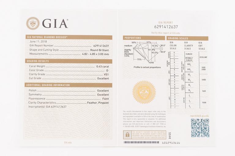 Ring 18K gold set with a round brilliant-cut diamond, by Or Du Monde Paris.