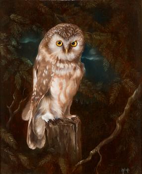 Mary Koski, oil on board, signed.