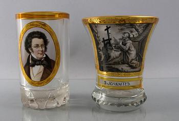 BÄGARGLAS, 2 st. Möjl. Anton Kothgasser, Wien.