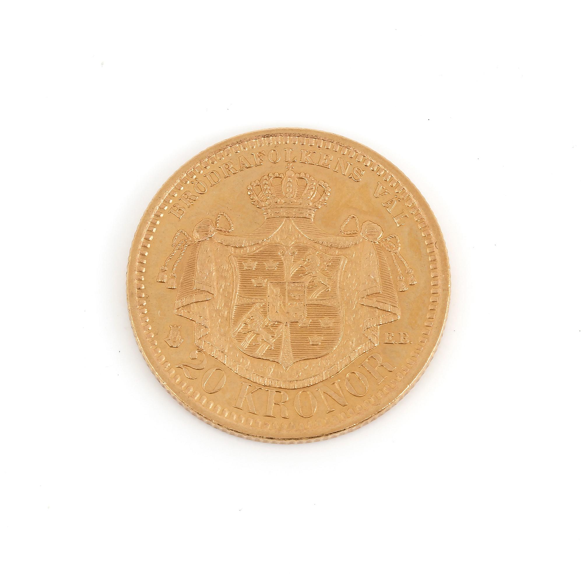 GULDMYNT, 20 kronor, Oscar II av Sverige och Norge, 1901.