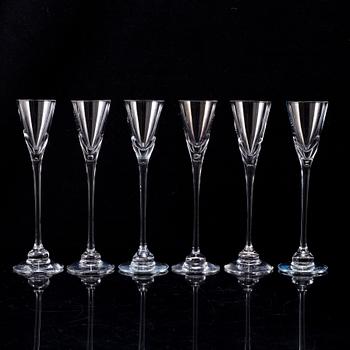 6 glasses, "Aurora", signed Heikki Orvola, Finn Crystal, Arabia Finland and Nuutajärvi.