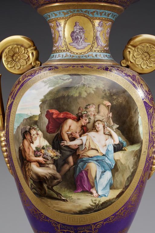 A large Berlin vase, late 19th Century. Signed S Wagner, Wien.