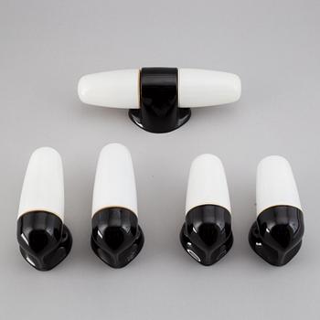 Wilhelm Wagenfeld, five glass and porelain bathroom lights, Lindner Keramik, Bamberg, 1950's/60's.