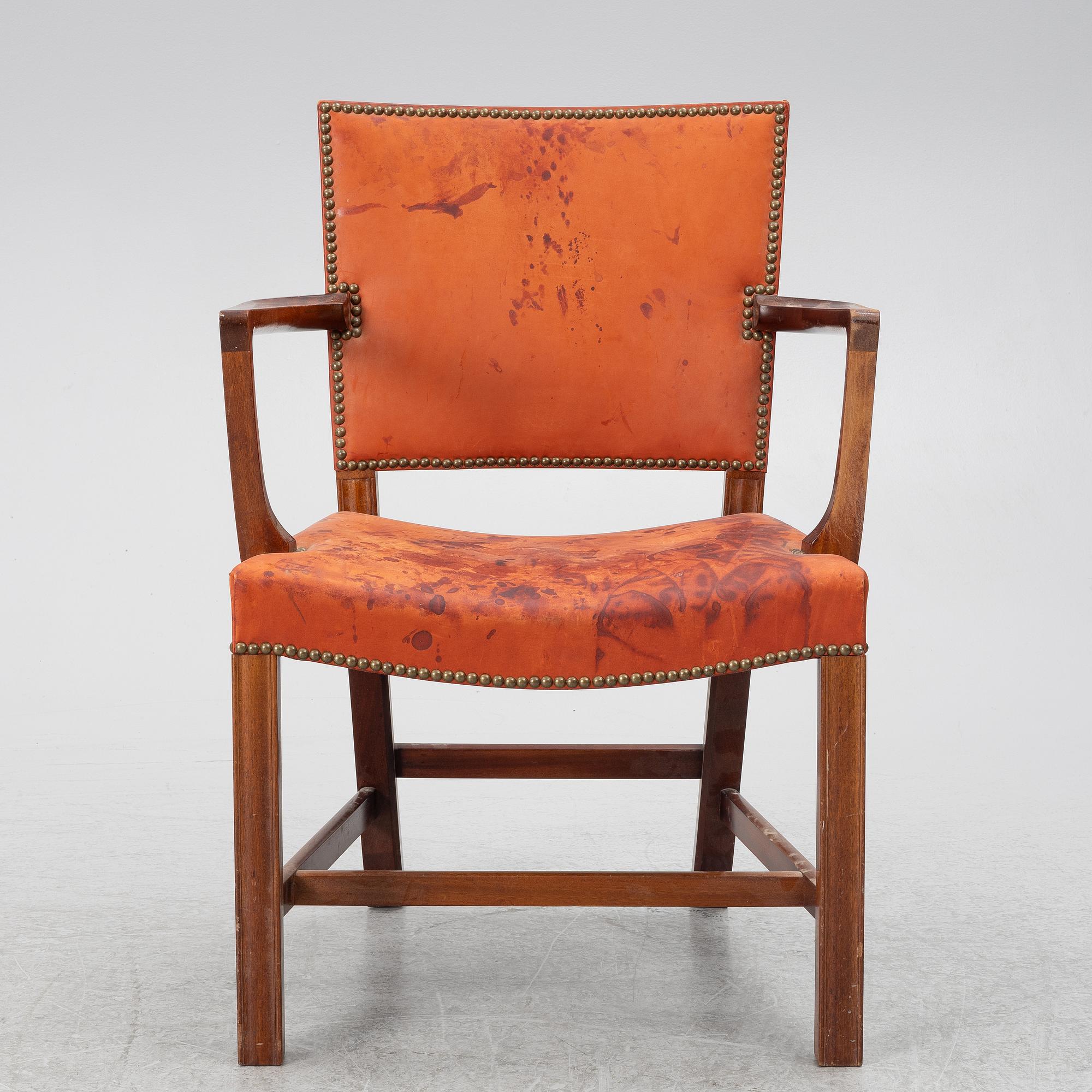 Kaare Klint, karmstol, modell 3758A, "The Red Chair", Rud. Rasmussen, Danmark, 1900-talets mitt.