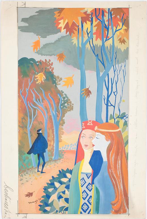 MAX GOLDSTEIN (MAGO), dräktskisser och akvarellteckningar, 22 st, delvis sign o dat 1948.