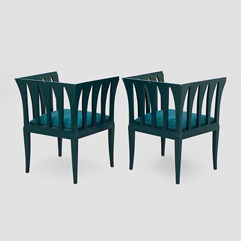 Eliel Saarinen, Fåtöljer, ett par och bord, "Blue suite" för Adelta, Finland 1980-tal.