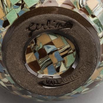 A set of 6 pcs of vases and a bowl, stonewere, Gerbino Vallauris.