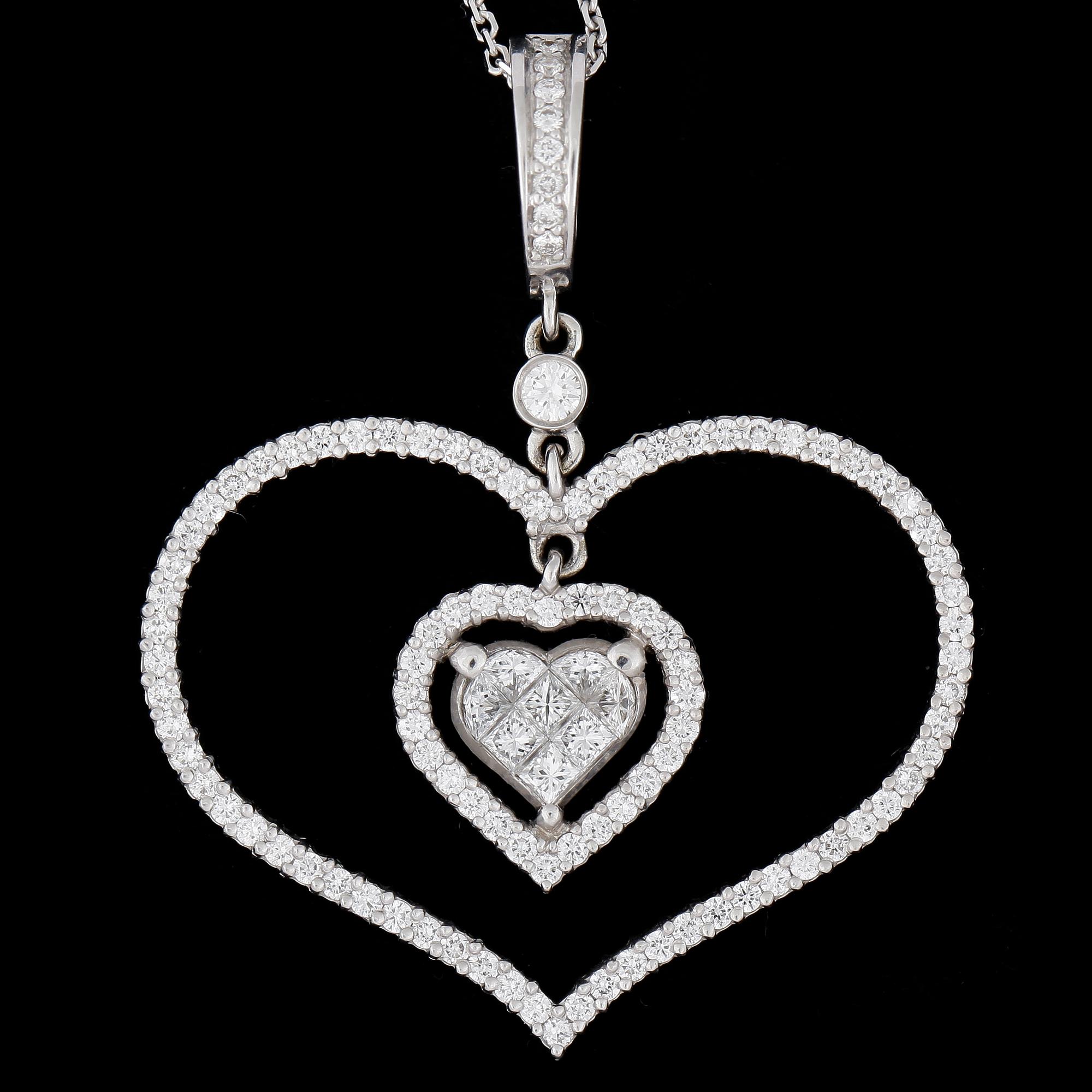 HALSSMYCKE, 18k vitguld med briljant- och prinsesslipade diamanter tot ca1,10ct. Vikt ca 6g.