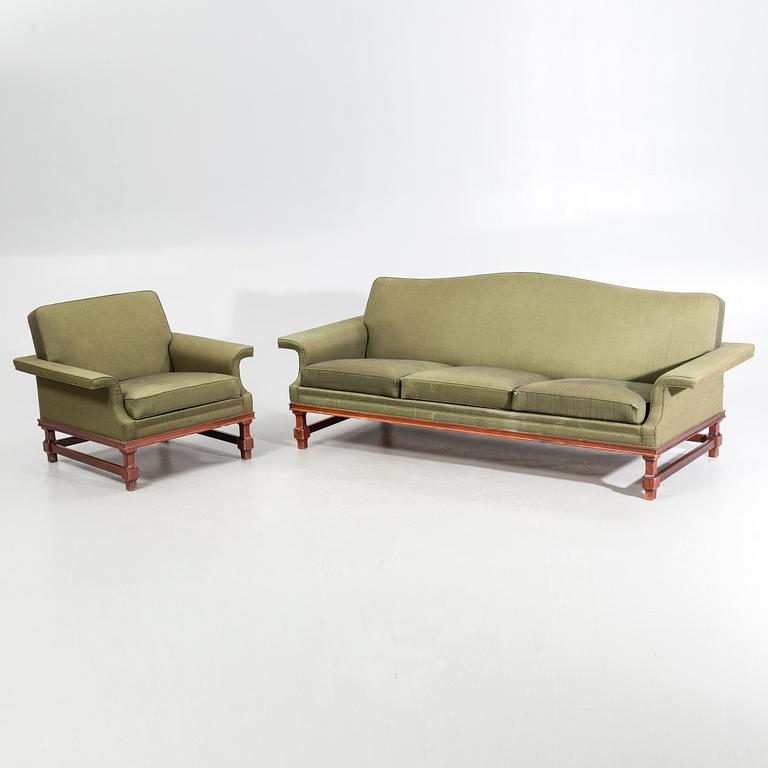 A lounge chair and one sofa, "Oxford#, Trensums Fåtöljfabrik. 1960s.