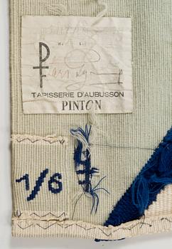 VÄVD TAPET. "Klippan". Gobelängteknik. 138x194 cm. Signerad GYNNING PF (Lars G., Pinton Frères, Aubusson). Komponerad omkring 1960. 1/6.