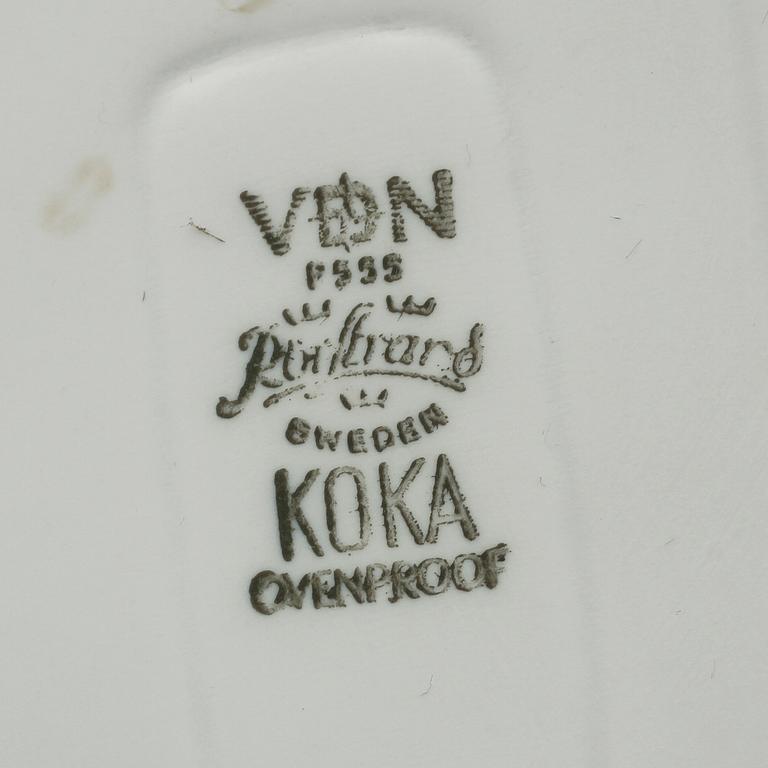 SERVISDELAR, 58 st, porslin, "Koka", Hertha Bengtsson, Rörstrand, 1956-1988.