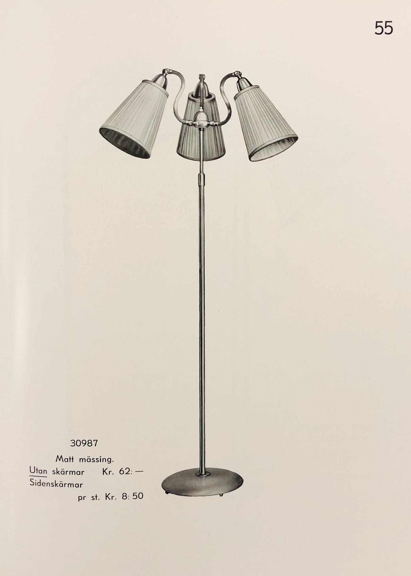 Bertil Brisborg, golvlampa, modell "31874", Nordiska Kompaniet, 1940-50-tal.