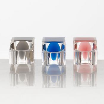 Siv Lagerström, three acrylic rings, 1970s.