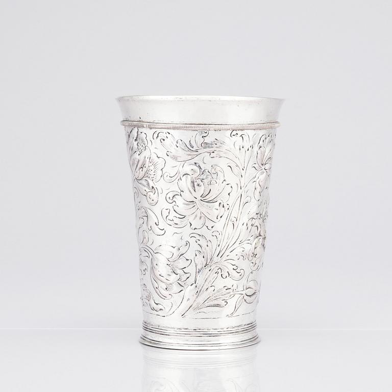 Leonhard Rothaer I, bägare, silver, Hamburg (1671-1699). Barock.