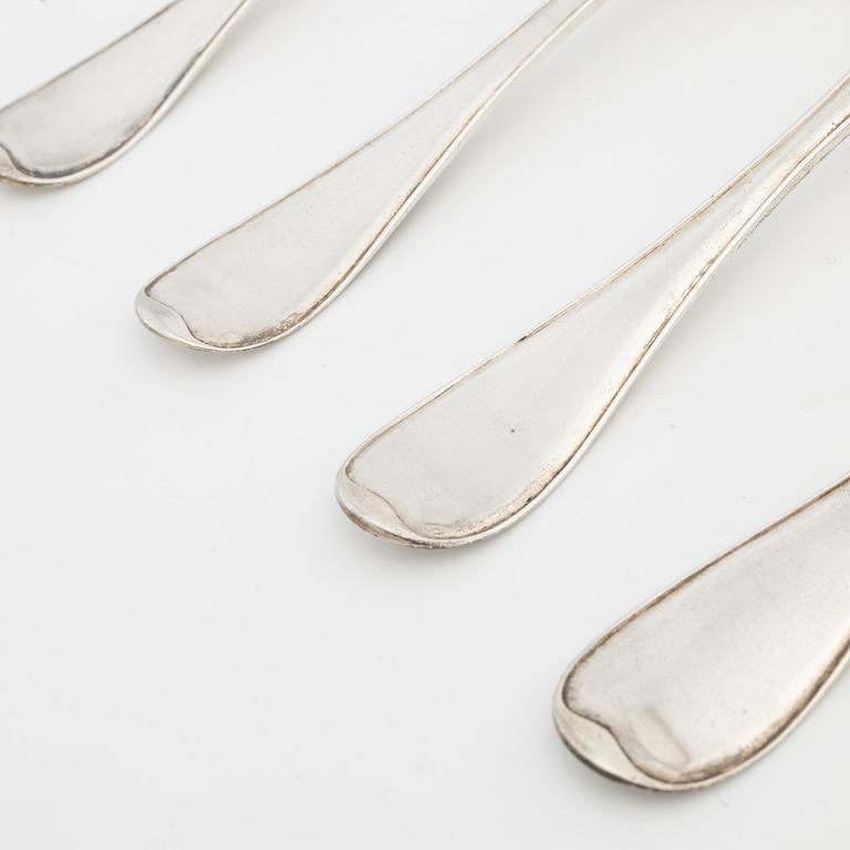 Six Swedish silver spoons, mark of Anders Brandt, Norrköping 1787 and Petter Lund, Stockholm 1759.