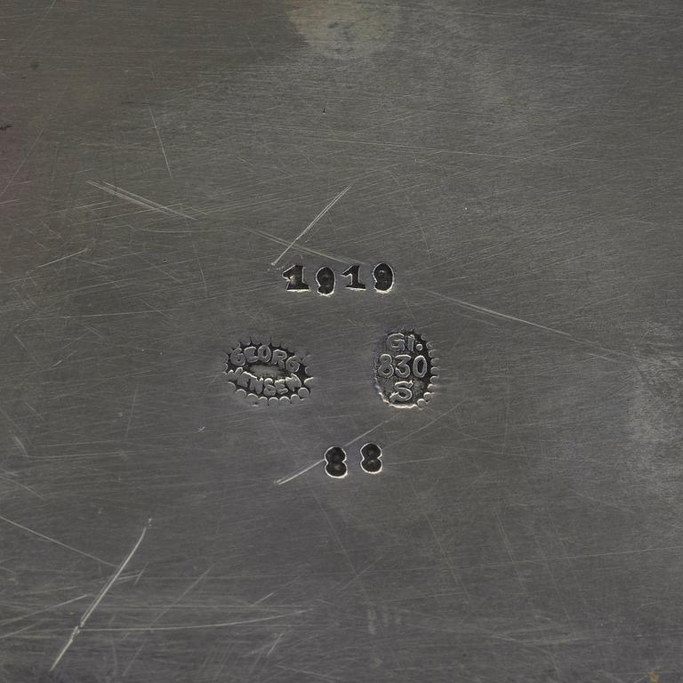 Georg Jensen, a 830/1000 silver tray, Copenhagen 1919, design nr 88.