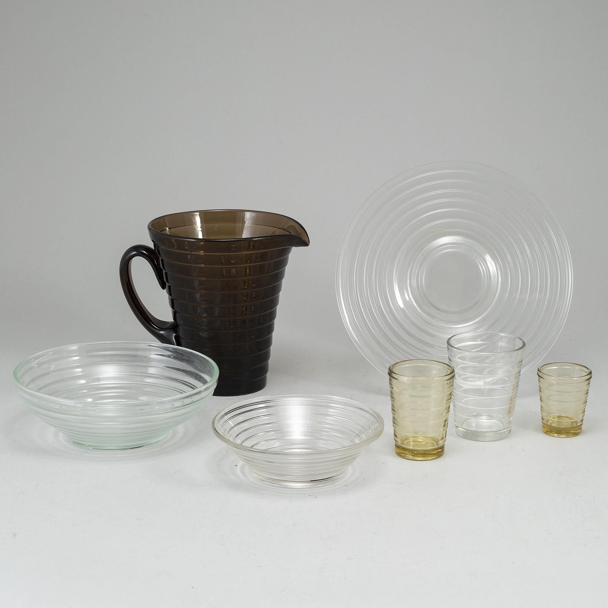 AINO AALTO, a 19-piece part 'Bölgeblick' glass service, Karhula, Finland, 1930-40's.