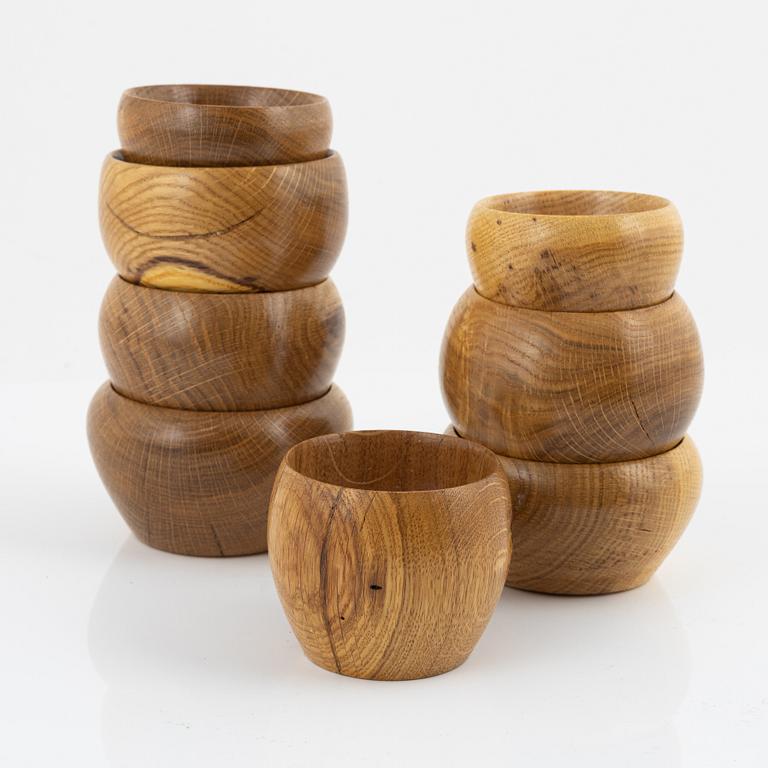 Magnus Ek, a set of eight oak wood bowls for Oaxen Krog, 2019.