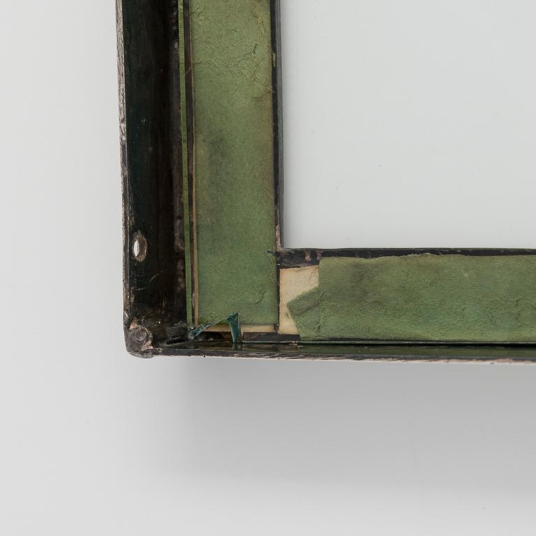 Josef Hoffmann, valokuvakehys, hopea, malli S 1614, Wiener Werkstätte, Wien, Itävalta ennen v. 1922.