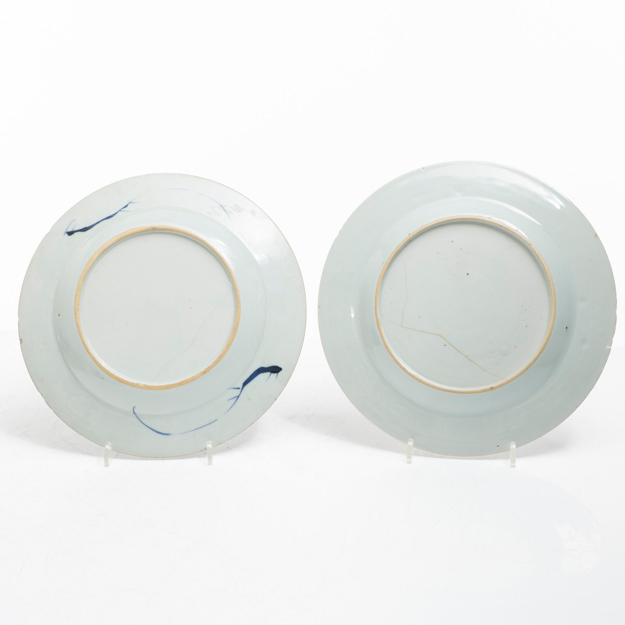 Eleven blue and white porcelain plates, China, Qing dynasty 18th century.