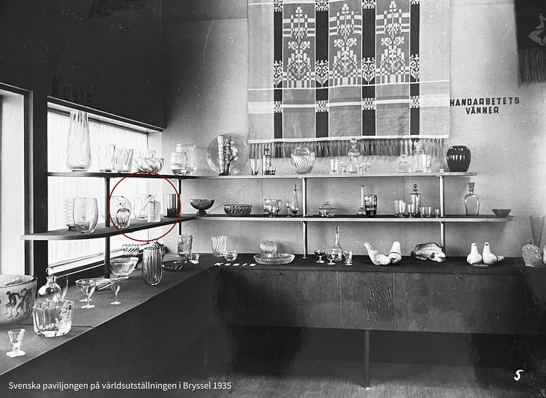 Sven Erik Skawonius, vas, slipat klarglas, Kosta 1940-tal.