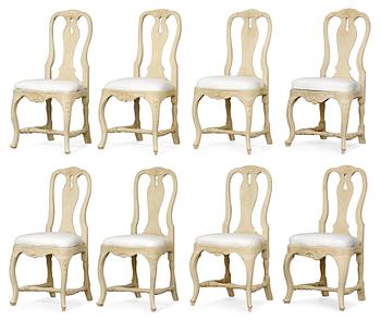 882. Eight matched Swedish Rococo chairs.