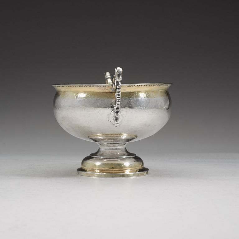 A Swedish 18th century parcel-gilt brandy-bowl, Christoffer Bauman, Hudiksvall 1777.