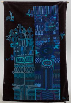 A 1960's velvet textile "Vertical förvandling" by Stig Lindberg for Nordiska Kompaniet.