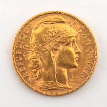 Mynt  Frankrike, 20 franc 1911 18K guld.