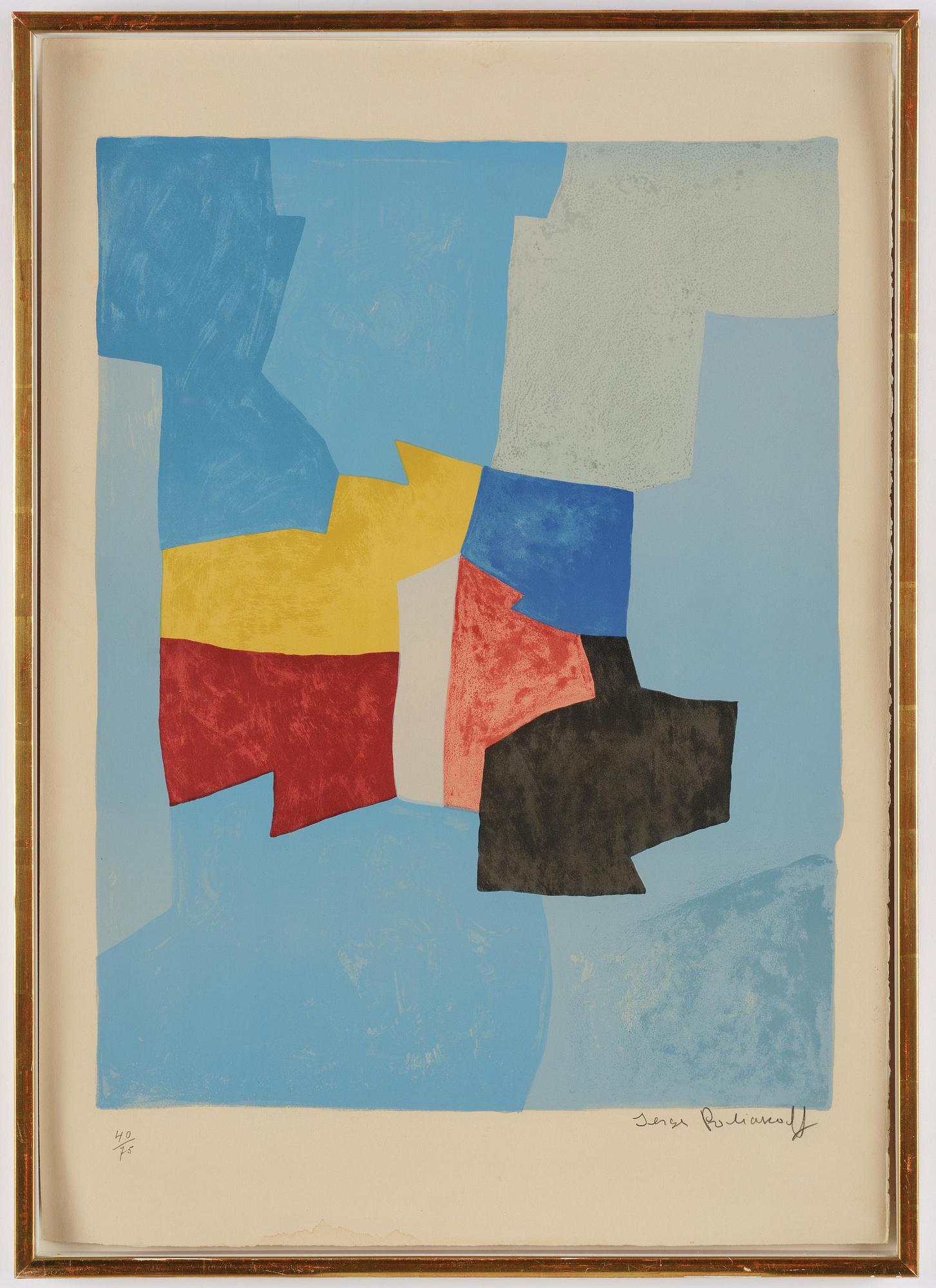 Serge Poliakoff, "Composition bleue, jaune et rouge".