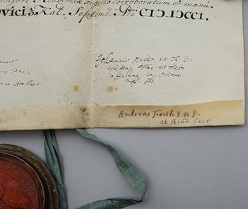 PERGAMENT, 2 st, 1700-tal.