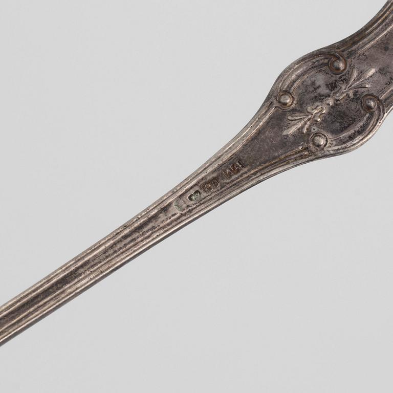 Cutlery, silver, various models, including with mark of Gustaf Israel Lyberg, Eksjö 1831 (20 pcs).