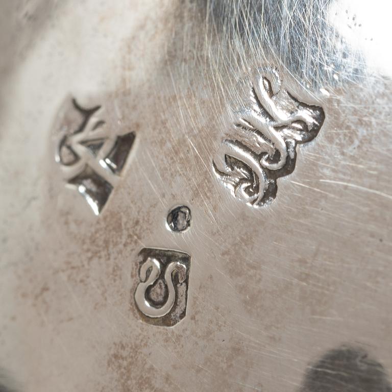 Sockerruska, silver, rokokostil, Danmark omkring år 1900.