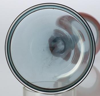 A Nils Landberg red and grey glass goblet, Orrefors.