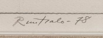 EINO RUUTSALO, teckning, blyertspenna och gouache, signerad och daterad -78.