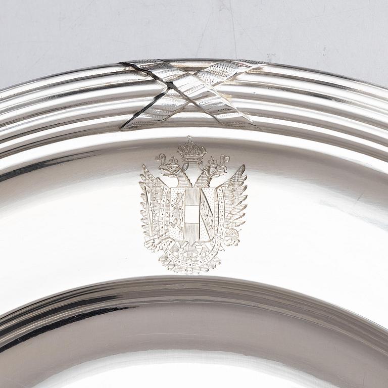 Twenty-one French silver dinner plates, marks of Maison Odiot, Paris, France, second half of the 19th century.