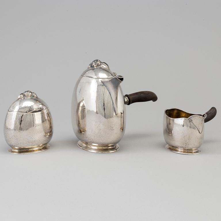 GAB, a three-piece silcer coffee service from Stockholm, 1918.