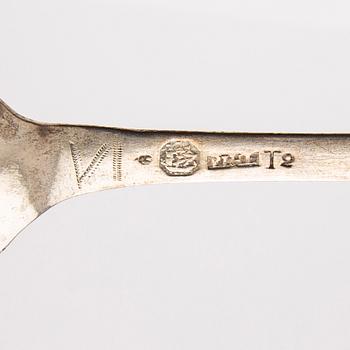 Spoons, 4 pcs, including Carl Fredrik Seseman and Peter Pihl, 18th/19th century.